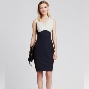Banana Republic Black, Cream and Navy Colorblock Dress